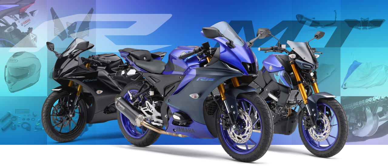 [ YZF-R15・R125＆MT-125 用品クーポンキャンペーン ] YZF-R15=15,500円分（税込）／YZF-R125/MT-125=12,500円分（税込）、YZF-R15・R125/MT-125※1を新車でご購入・ご登録※2で用品クーポンプレゼント！